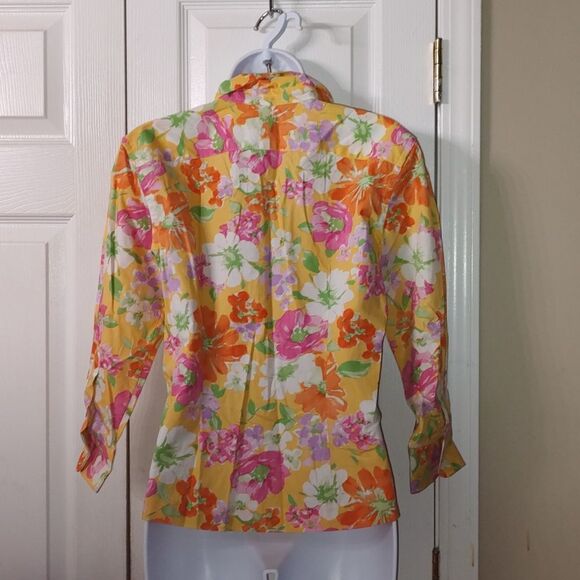 Chaps Classic bright floral beachy summer party button down shirt Sz S - Picture 3 of 4